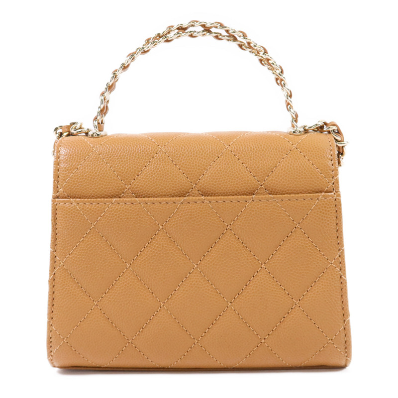 CHANEL 牛皮皮革Mini Top Handle Flap Bag金扣手挽肩背兩用袋-1