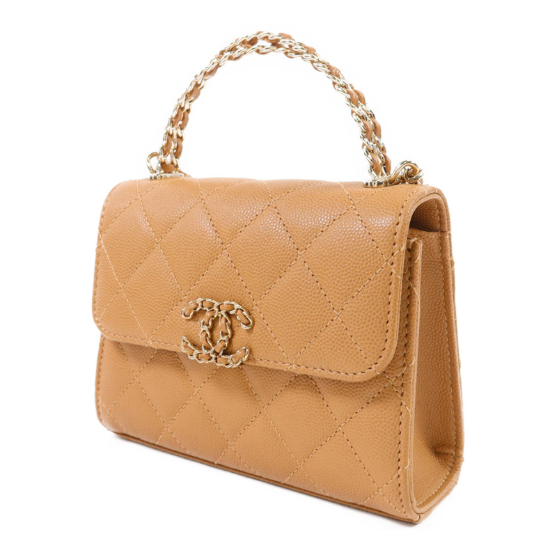 CHANEL 牛皮皮革Mini Top Handle Flap Bag金扣手挽肩背兩用袋-2