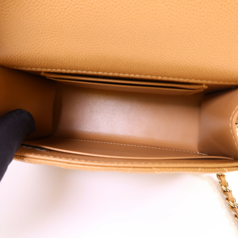 CHANEL 牛皮皮革Mini Top Handle Flap Bag金扣手挽肩背兩用袋-5