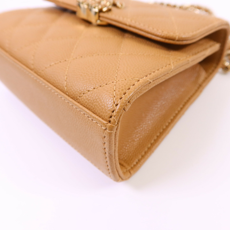 CHANEL 牛皮皮革Mini Top Handle Flap Bag金扣手挽肩背兩用袋-10