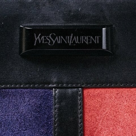 🧠小浮気見世物小屋🧠 法國製🇫🇷Yves Saint Laurent 絕美撞色麂皮水桶包｜蒙德里安配色 × 幾何拼接