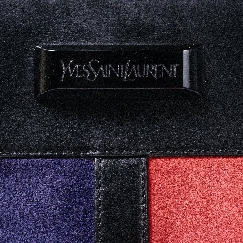 🧠小浮気見世物小屋🧠 法國製🇫🇷Yves Saint Laurent 絕美撞色麂皮水桶包｜蒙德里安配色 × 幾何拼接-6