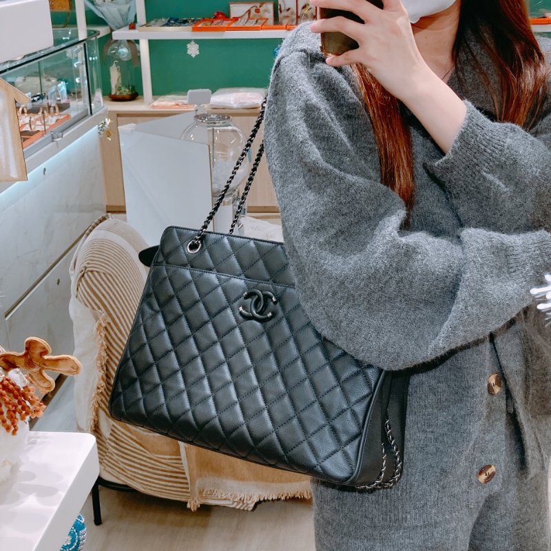 TW4572 Chanel 香奈兒 托特包 黑色牛皮 Tote Bag Calfskin Black x PHW-17