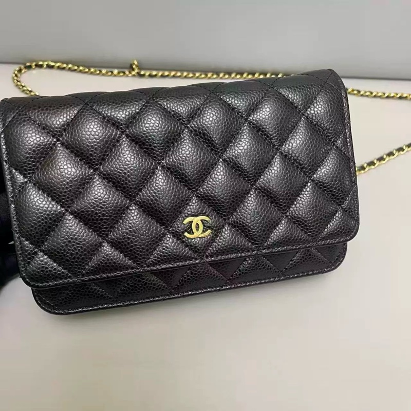 🌷有吊牌！Chanel香奈兒 WOC 黑金荔枝皮 保卡款-2