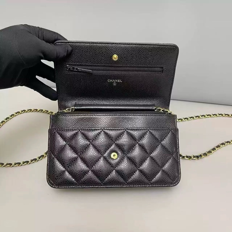 🌷有吊牌！Chanel香奈兒 WOC 黑金荔枝皮 保卡款-3