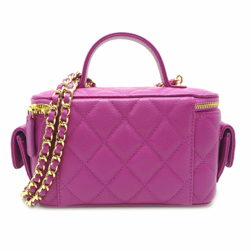 香奈兒女士化妝包單肩包 AP3017 魚子醬紋皮革 紫色-1