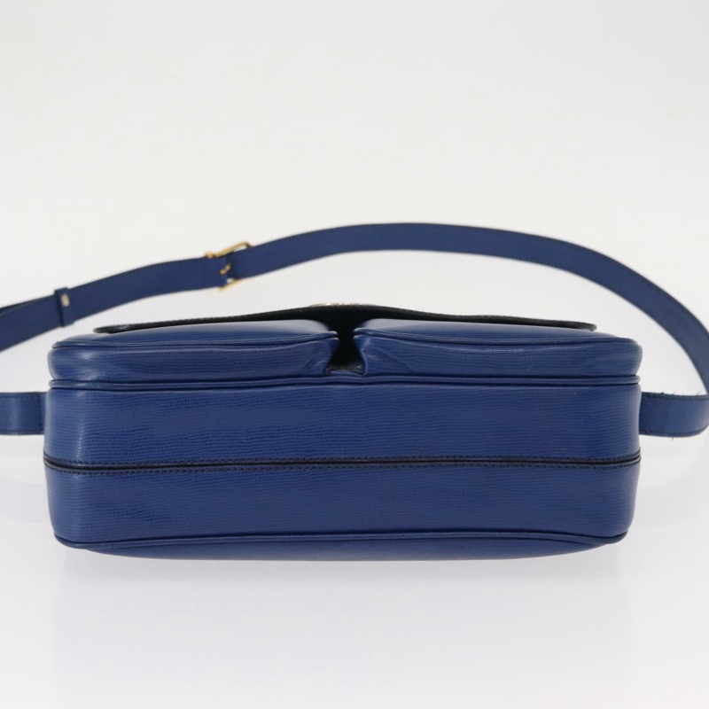 【日本直送】CELINE 圓背包 皮革 藍色 金色 正品 153882V-4