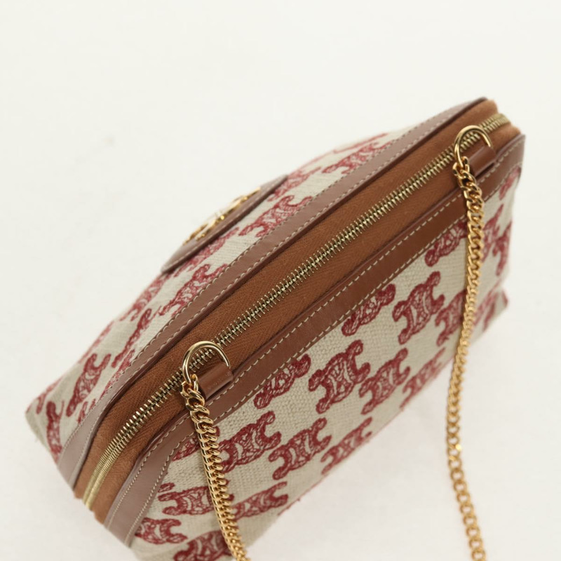 【日本直送】CELINE Triomphe Macadam帆布鏈肩背包 米色金色帆布 正品 154016M-5