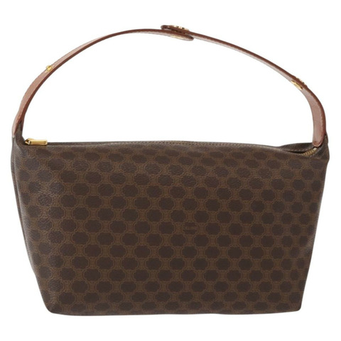 CELINE Macadam帆布手提包 PVC皮革 棕色 金色 正品 yk19506V