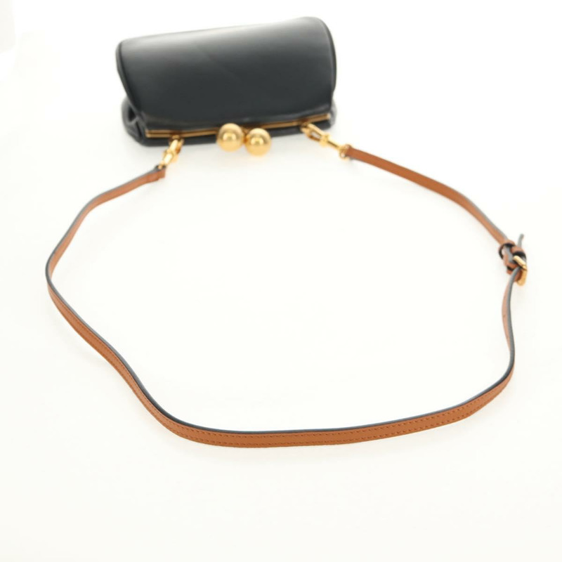 【日本直送】BURBERRY 黑色金色皮革單肩包，正品編號 151361AV-7