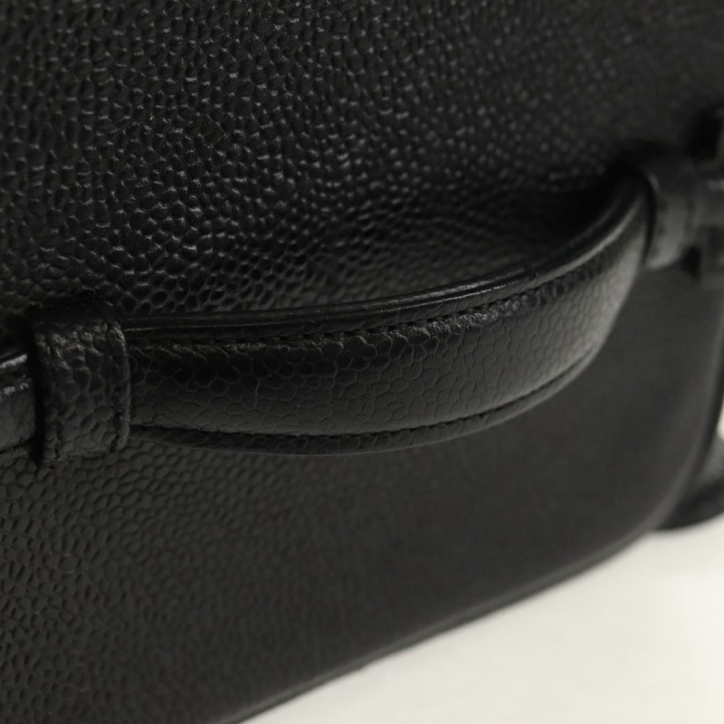 【日本直送】香奈兒 COCO 標誌化妝包，魚子醬皮，黑色，金色 CC 標誌，正品 ka329V-6