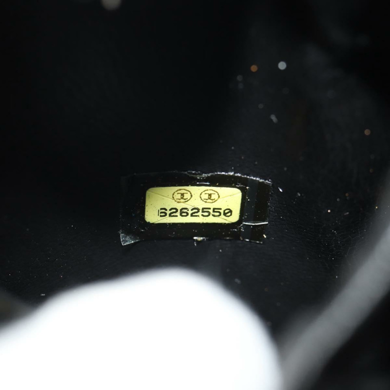 【日本直送】香奈兒 COCO 標誌化妝包，魚子醬皮，黑色，金色 CC 標誌，正品 ka329V-10