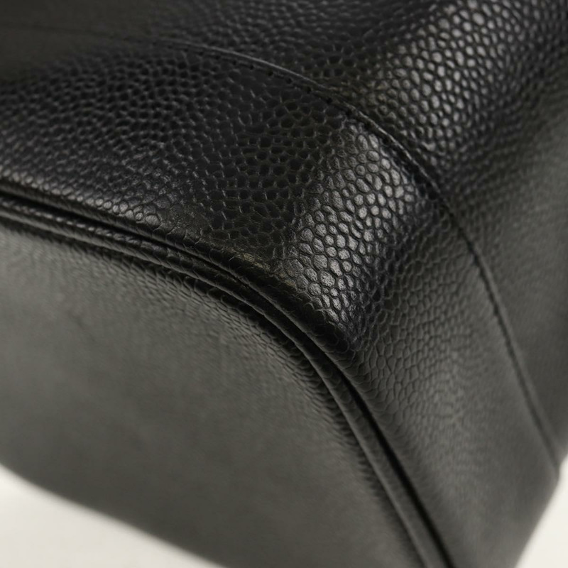 【日本直送】香奈兒 COCO 標誌化妝包，魚子醬皮，黑色，金色 CC 標誌，正品 ka329V-14