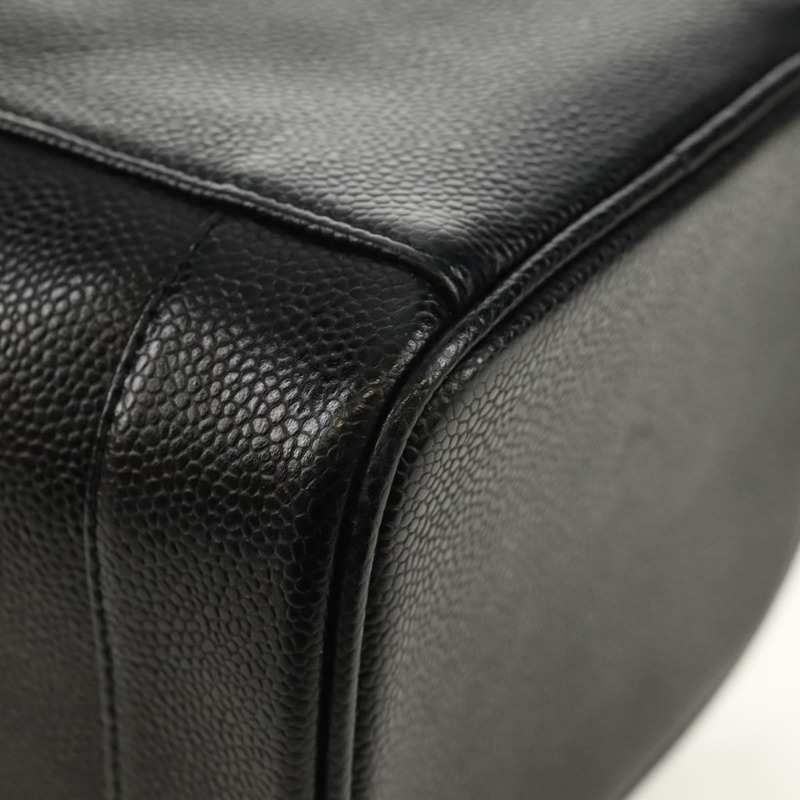 【日本直送】香奈兒 COCO 標誌化妝包，魚子醬皮，黑色，金色 CC 標誌，正品 ka329V-15