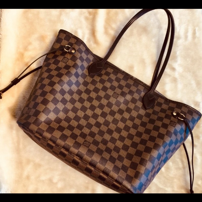Lv托特包/側背包/neverfull經典棋盤格中號-0