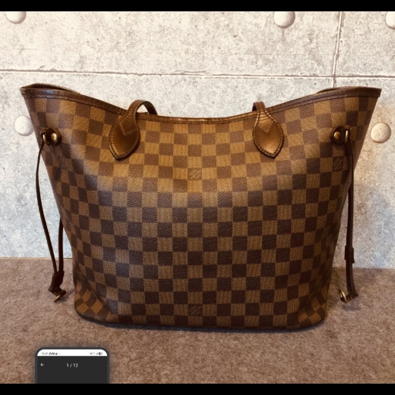 Lv托特包/側背包/neverfull經典棋盤格中號-1