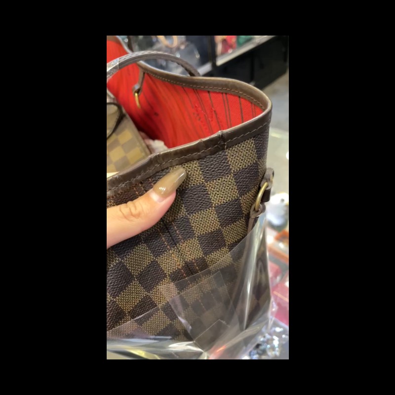 Lv托特包/側背包/neverfull經典棋盤格中號-6