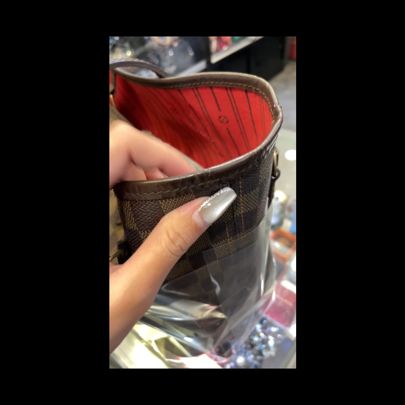 Lv托特包/側背包/neverfull經典棋盤格中號-8