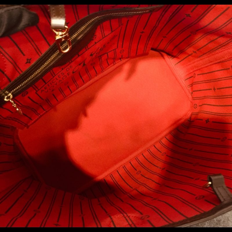 Lv托特包/側背包/neverfull經典棋盤格中號-9