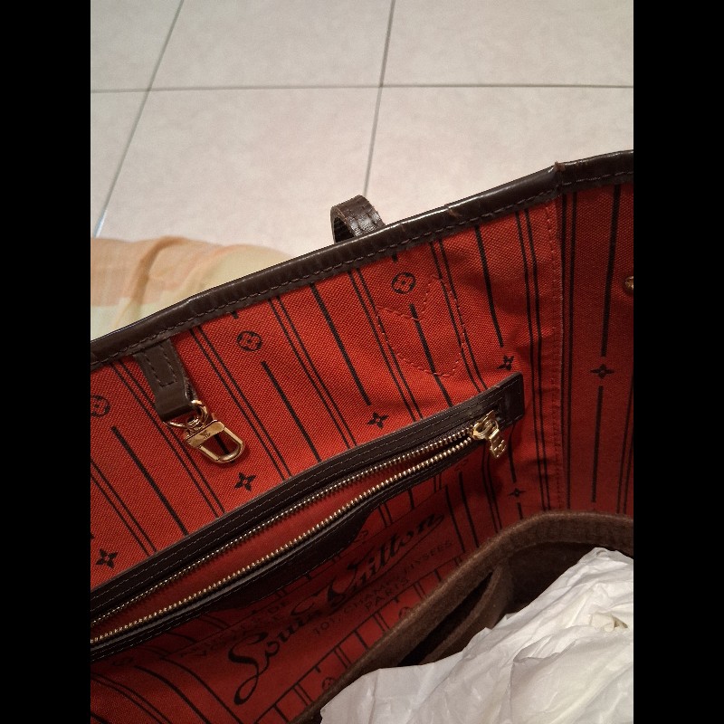 Lv托特包/側背包/neverfull經典棋盤格中號-6