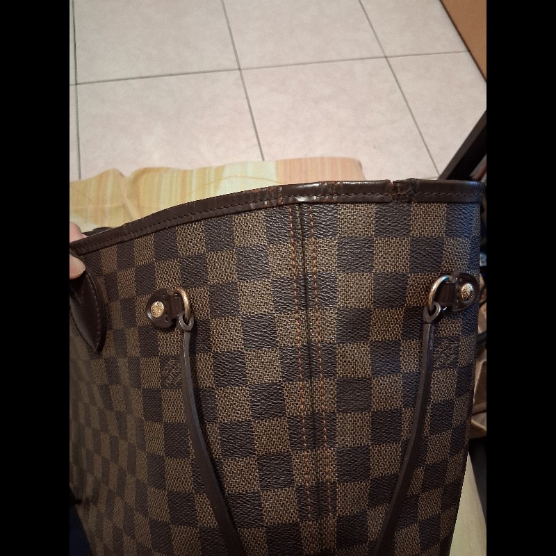 Lv托特包/側背包/neverfull經典棋盤格中號-8