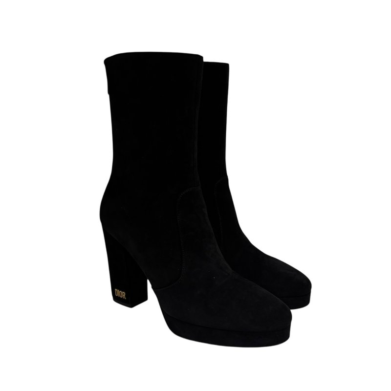 【美收精品】DIOR 黑色麂皮高根靴子 4-566-1