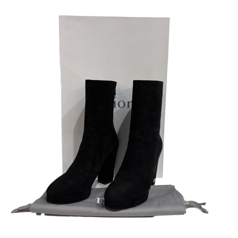 【美收精品】DIOR 黑色麂皮高根靴子 4-566-12