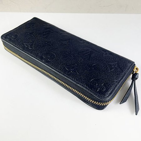 *奢華大道國際精品*【L3074】LV黑色牛皮壓紋 CLEMENC 窄版拉鍊長夾 M60171-1