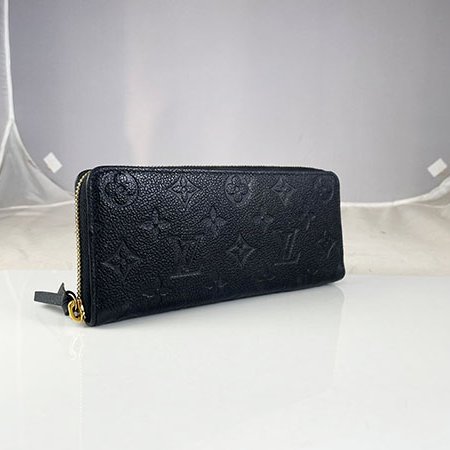 *奢華大道國際精品*【L3074】LV黑色牛皮壓紋 CLEMENC 窄版拉鍊長夾 M60171-2