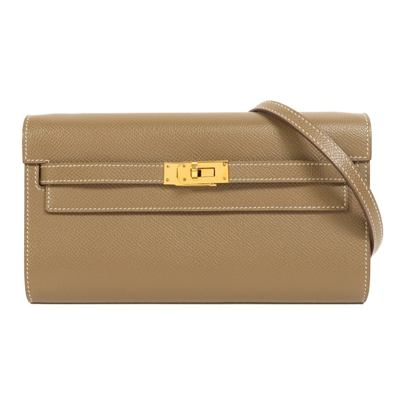 HERMES Epsom皮革Kelly To Go金扣肩背袋Etoupe-0