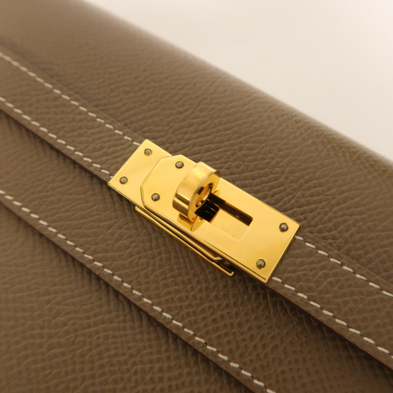 HERMES Epsom皮革Kelly To Go金扣肩背袋Etoupe-8