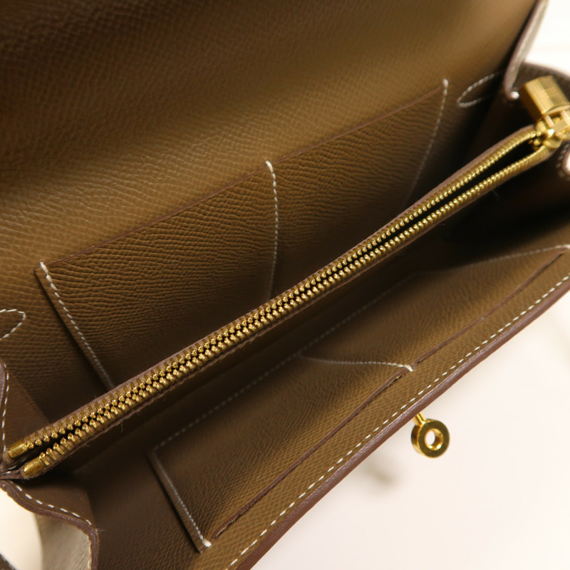 HERMES Epsom皮革Kelly To Go金扣肩背袋Etoupe-9