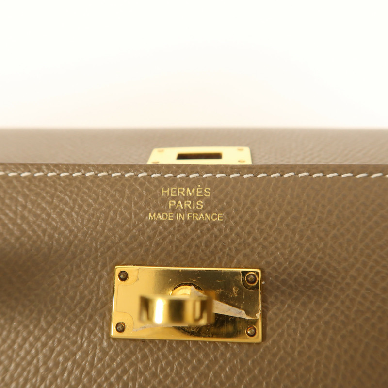 HERMES Epsom皮革Kelly To Go金扣肩背袋Etoupe-10