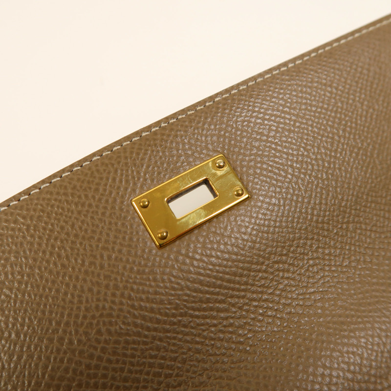 HERMES Epsom皮革Kelly To Go金扣肩背袋Etoupe-13