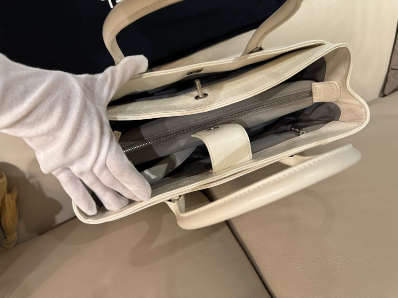 Chanel 香奈兒 cerf tote bag 白色托特包/白銀款/96新美品-2