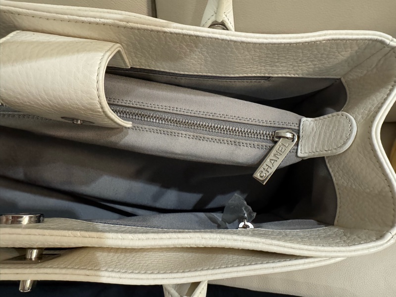 Chanel 香奈兒 cerf tote bag 白色托特包/白銀款/96新美品-3