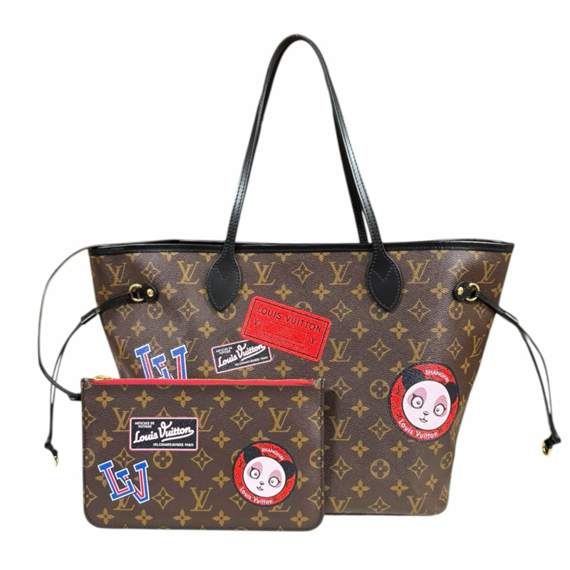 路易威登 Neverfull MM My LV 世界巡迴紀念帆布手提包 P00176 棕色 女士 LOUIS VUITTON-0