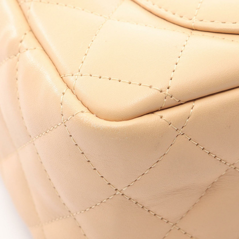 香奈兒 Cambon 系列迷你保齡球手袋,羊羔皮漆皮,米色,二手,女士 CC-7