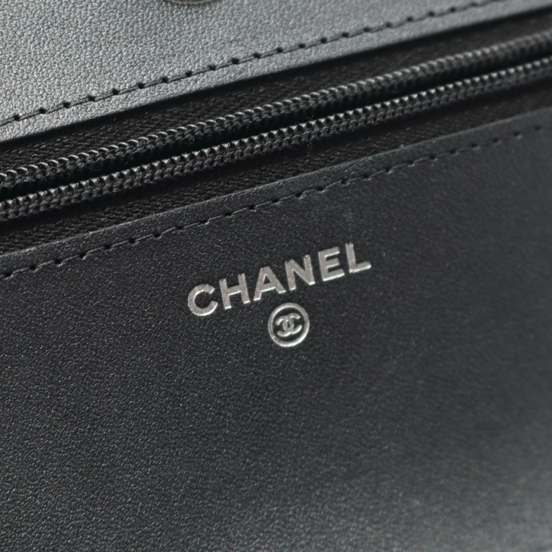 香奈兒 (CHANEL) 絎縫鏈條肩背斜背包皮夾 AP0250 皮革 灰色 二手 CC-3