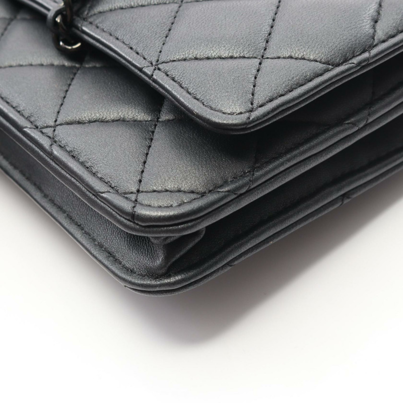 香奈兒 (CHANEL) 絎縫鏈條肩背斜背包皮夾 AP0250 皮革 灰色 二手 CC-6