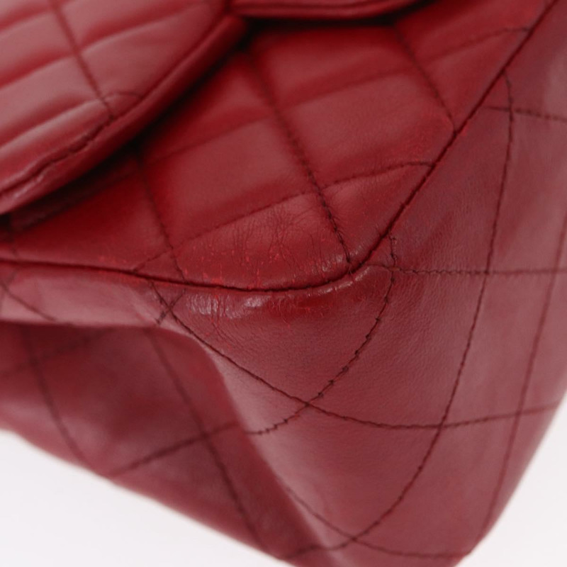 【日本直送】香奈兒迷你 Materasse 17 鏈條肩背包，羊皮材質，紅色，銀色雙C標誌，正品編號 152236V-8