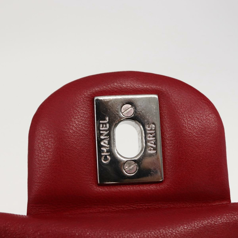 【日本直送】香奈兒迷你 Materasse 17 鏈條肩背包，羊皮材質，紅色，銀色雙C標誌，正品編號 152236V-22