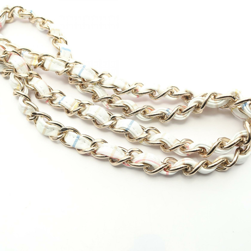 香奈兒 (CHANEL) 迷你絎縫 20 鏈條肩背包 A69900 白色皮革 二手 女士 金色五金-9