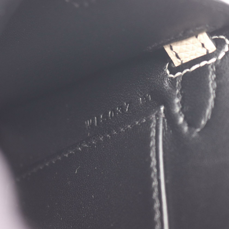 愛馬仕迷你 Kelly 2 肩背包,Epsom 皮革,黑色/米色,二手,金色五金。-4