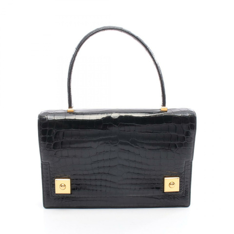 愛馬仕鋼琴手袋，異國風情鱷魚皮，黑色，二手女款