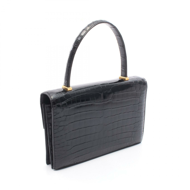 愛馬仕鋼琴手袋，異國風情鱷魚皮，黑色，二手女款-1