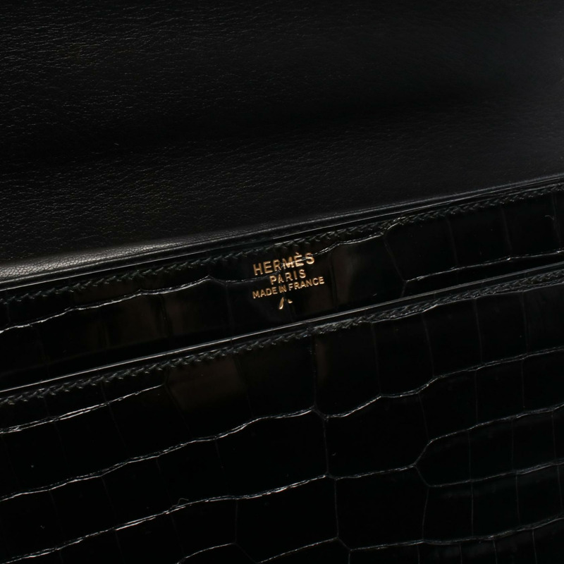 愛馬仕鋼琴手袋，異國風情鱷魚皮，黑色，二手女款-3
