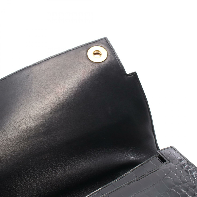 愛馬仕鋼琴手袋，異國風情鱷魚皮，黑色，二手女款-5