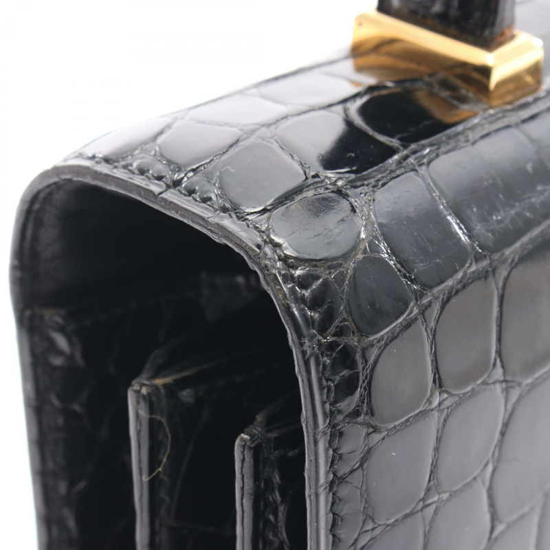 愛馬仕鋼琴手袋，異國風情鱷魚皮，黑色，二手女款-9