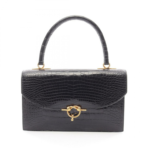 愛馬仕 Cordrire 鱷魚皮 Lycee 黑色二手女士手提包
